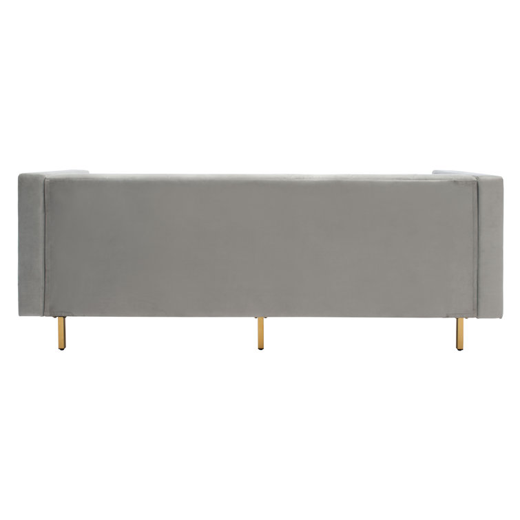 Konrad Contemporary 82'' Gray Velvet Sofa with Gold Metal Legs