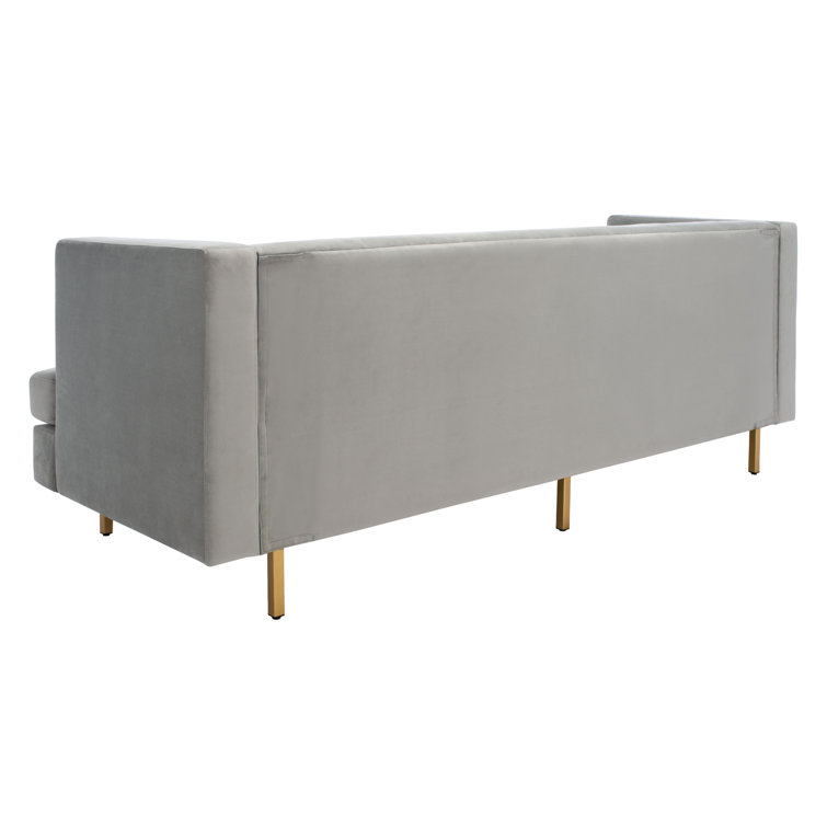 Konrad Contemporary 82'' Gray Velvet Sofa with Gold Metal Legs