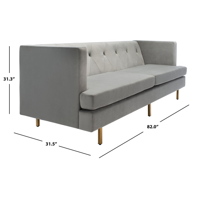 Konrad Contemporary 82'' Gray Velvet Sofa with Gold Metal Legs