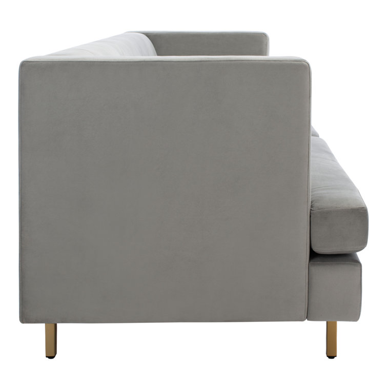 Konrad Contemporary 82'' Gray Velvet Sofa with Gold Metal Legs