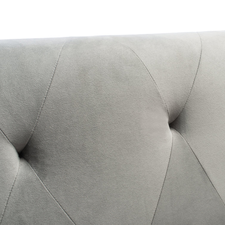 Konrad Contemporary 82'' Gray Velvet Sofa with Gold Metal Legs