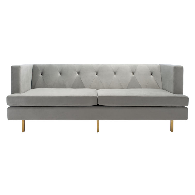 Konrad Contemporary 82'' Gray Velvet Sofa with Gold Metal Legs
