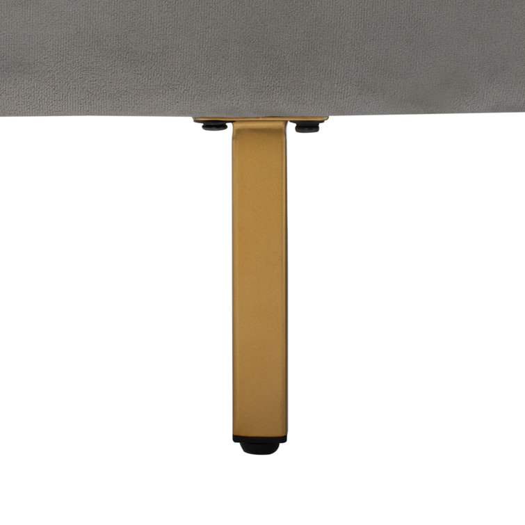 Konrad Contemporary 82'' Gray Velvet Sofa with Gold Metal Legs