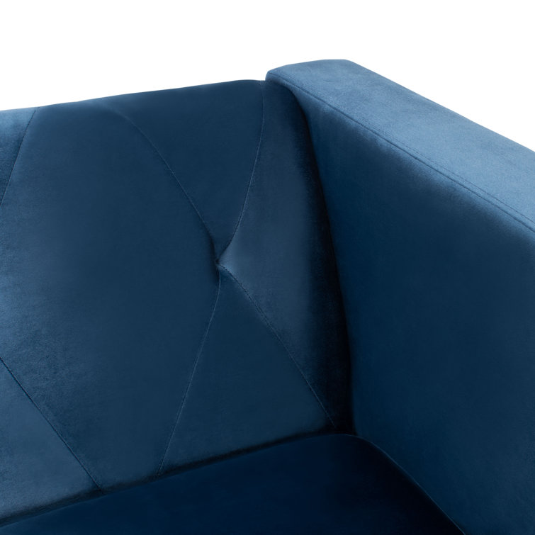 Navy Velvet Tufted Sofa with Gold Legs