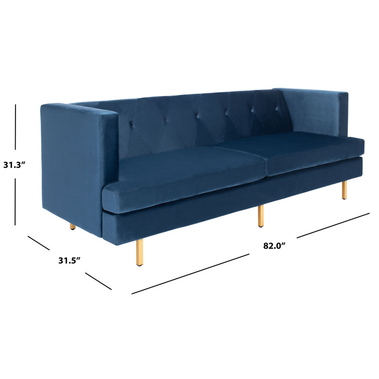 Navy Velvet Tufted Sofa with Gold Legs