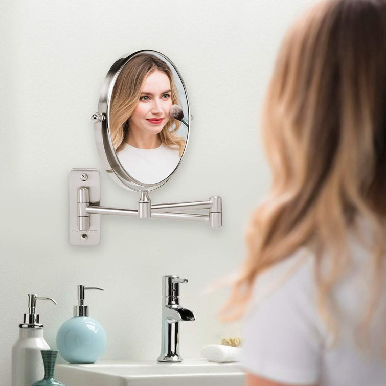 Polished Chrome Dual-Sided 7X Magnifying Wall Mirror