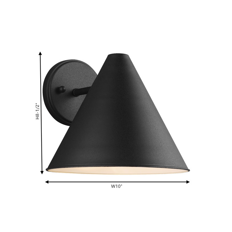 Black Aluminum Mid-Century Modern Outdoor Wall Sconce