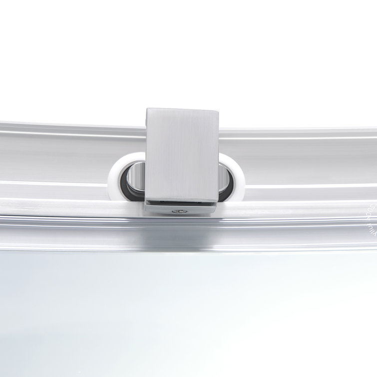 Breeze 38'' Round Nickel Framed Clear Glass Shower Kit with Base