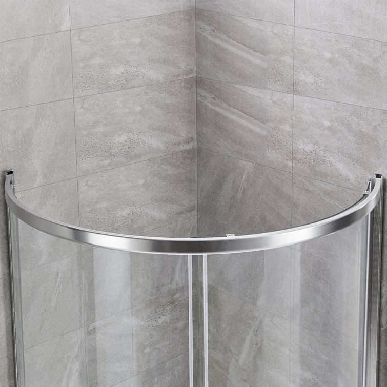Breeze 38'' Round Nickel Framed Clear Glass Shower Kit with Base