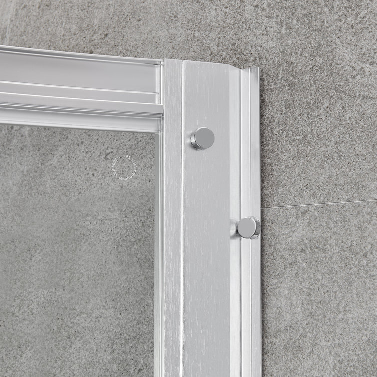Breeze 38'' Round Nickel Framed Clear Glass Shower Kit with Base