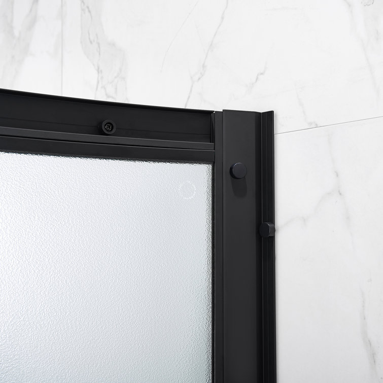 Breeze 34" Black Framed Frosted Glass Round Sliding Shower Kit