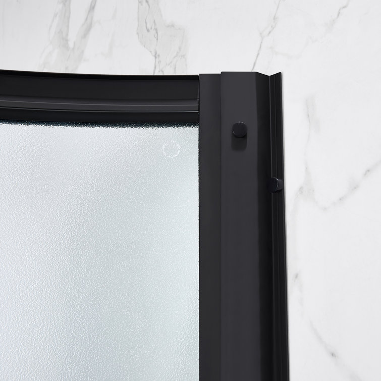 Breeze Black Framed Frosted Glass Round Sliding Shower Kit