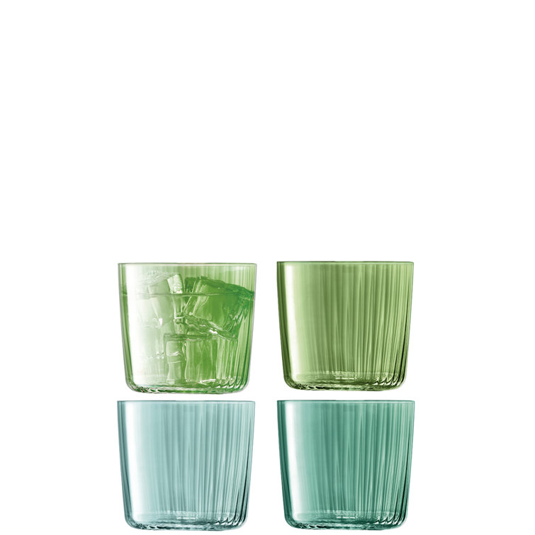 Jade Green Hand-Painted Glass Tumblers, Set of 4, 10oz