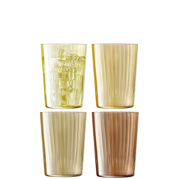 Amber and Gold Glass Tumbler Set, 18.9 fl oz