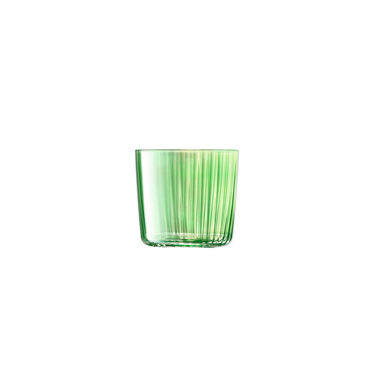 Jade Green Hand-Painted Glass Tumblers, Set of 4, 10oz