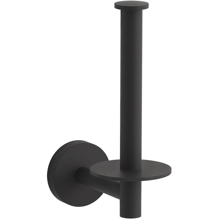 Matte Black Vertical Wall-Mount Toilet Paper Holder