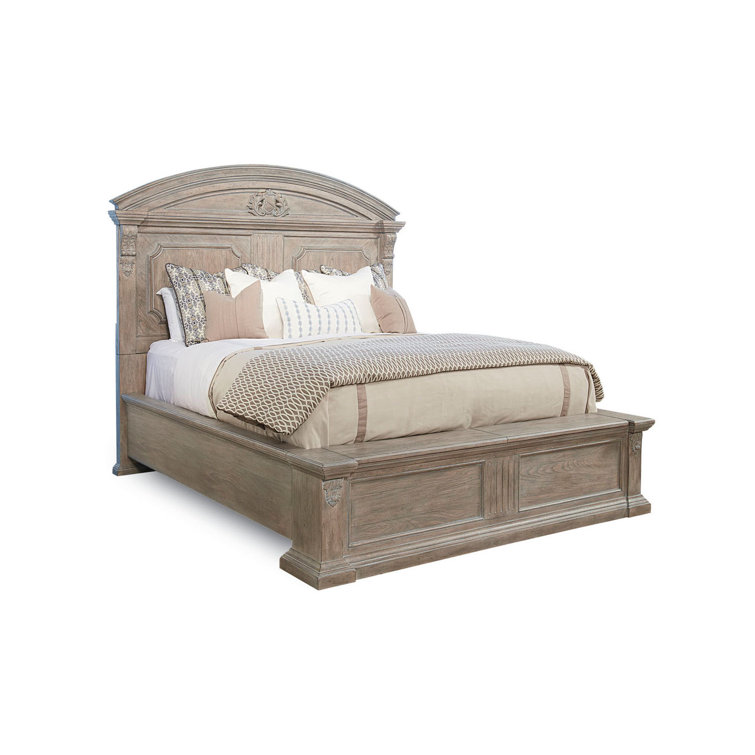 Cathedral Elm Parch Queen Storage Bed with Upholstered Headboard