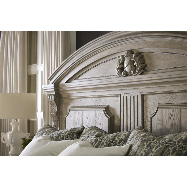 Cathedral Elm Parch Queen Storage Bed with Upholstered Headboard