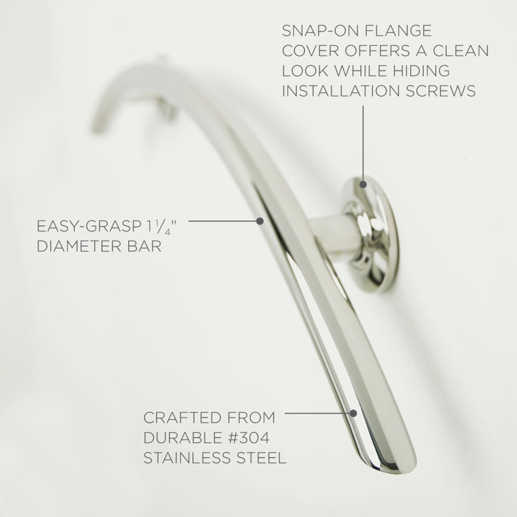 Polished Stainless Steel Curved Wall Mount 30" Grab Bar