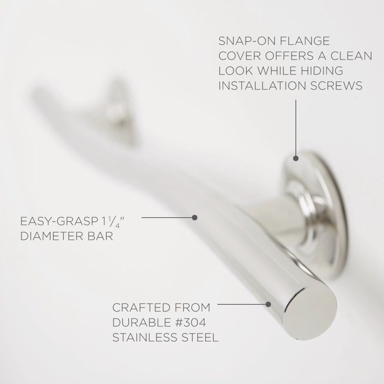 18" Polished Stainless Steel Wave Grab Bar