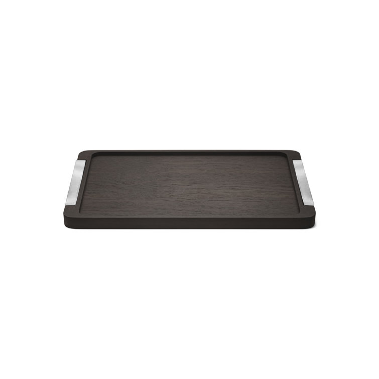 Bernadotte 18" Smoked Oak Tray with Stainless Steel Handles