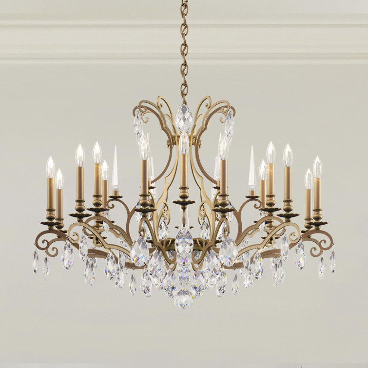 Etruscan Gold Renaissance Nouveau 18-Light Chandelier with Heritage Crystal