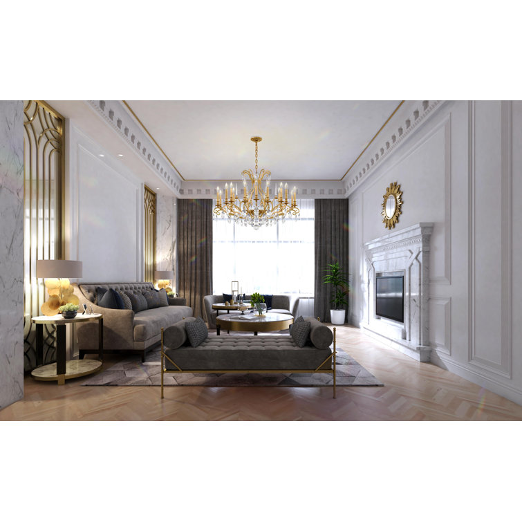 Etruscan Gold Renaissance Nouveau 18-Light Chandelier with Heritage Crystal