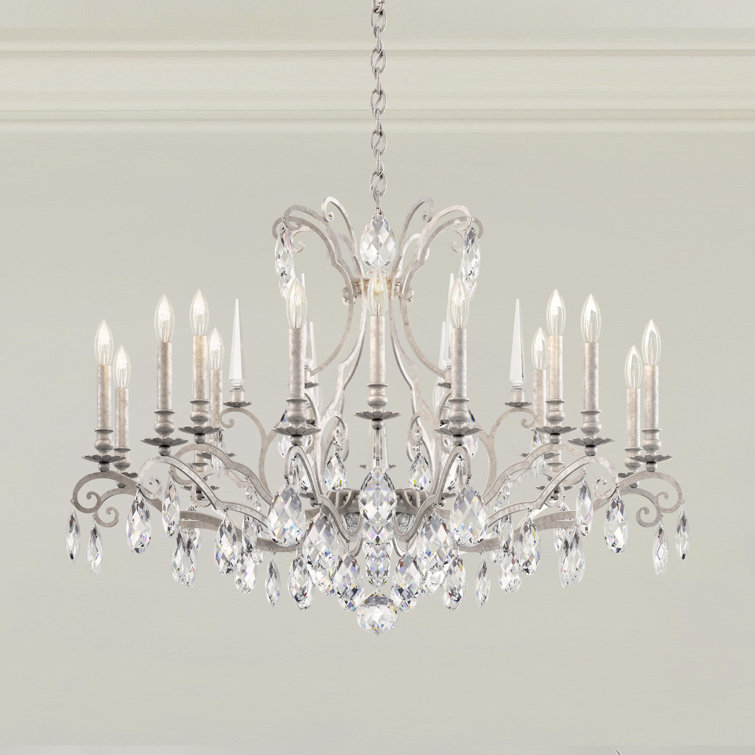 Renaissance Nouveau 18-Light Antique Silver Candle Chandelier
