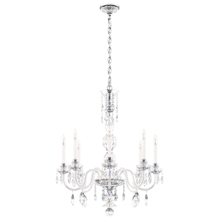 Elegant Silver 8-Light Crystal Glass Chandelier with Bohemian Accents