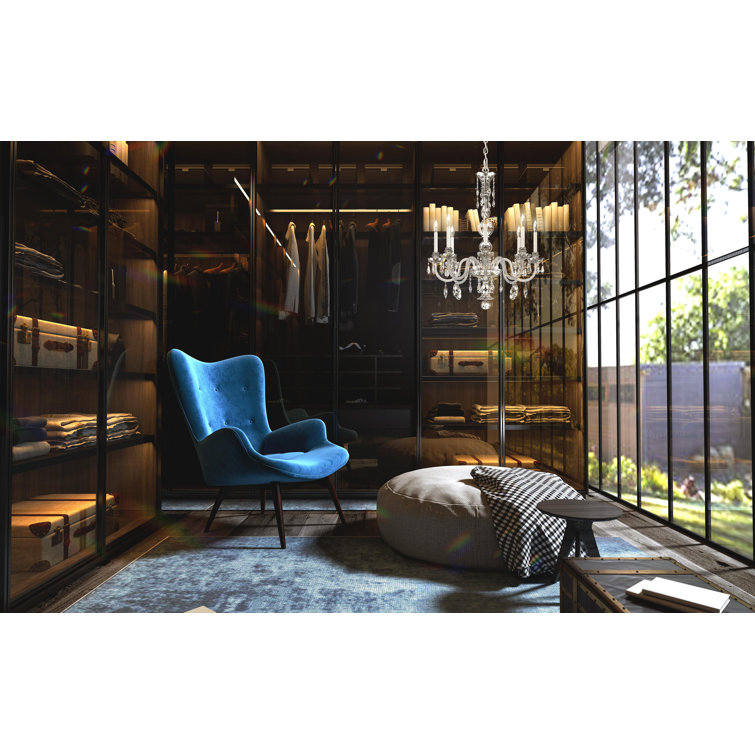 Elegant Silver 8-Light Crystal Glass Chandelier with Bohemian Accents