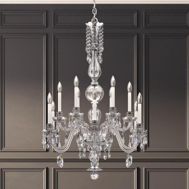 Silver Elegance 12-Light Crystal Chandelier with Incandescent Bulbs