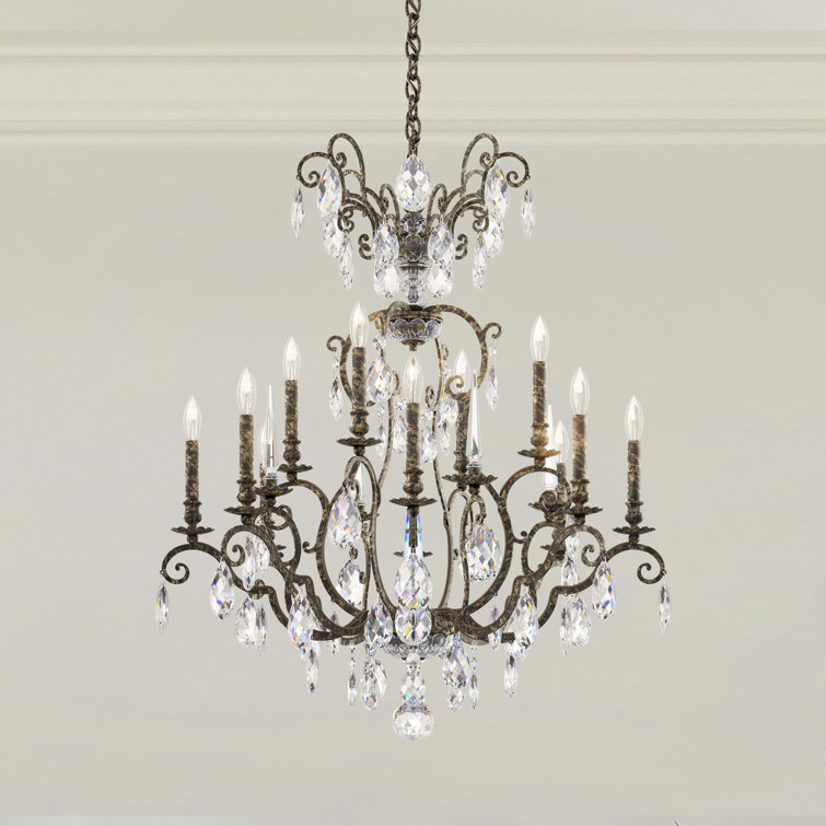 Heirloom Bronze 12-Light Classic Chandelier with Heritage Crystal
