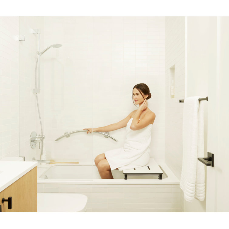 Polished Stainless Steel Curved Wall Mount 30" Grab Bar