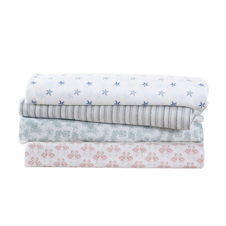 Queen Pink Cotton Percale Printed Sheet Set