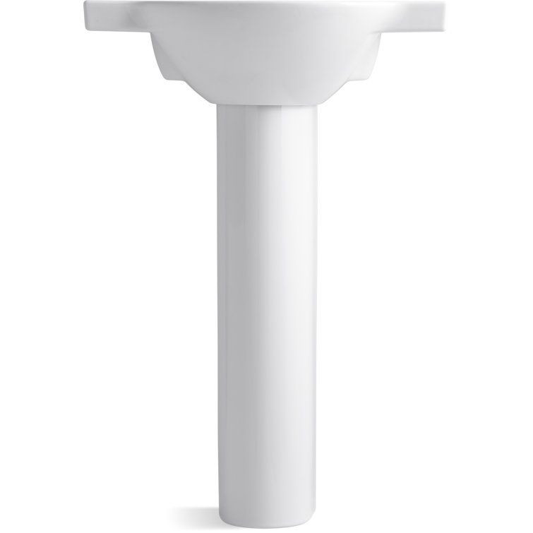 White Ceramic Pedestal Bathroom Sink with Single Faucet Hole