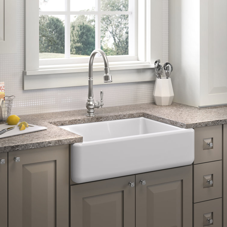 White Cast Iron Farmhouse Single Bowl Kitchen Sink