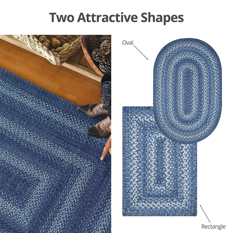 Handmade Denim Blue Braided Jute Rug - Eco-Friendly and Reversible