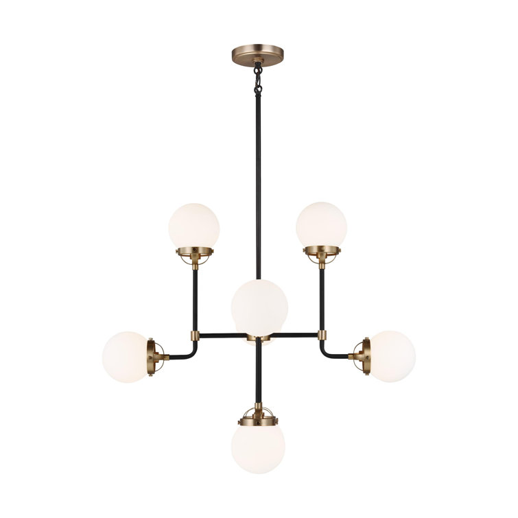 Satin Brass Midnight Elegance 8-Light Chandelier with Etched Glass