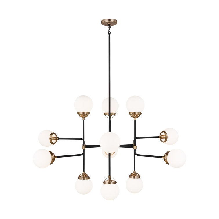 Satin Bronze and Black 12-Light Sputnik Chandelier