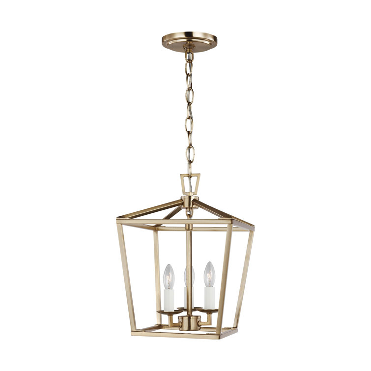 Satin Brass Open Frame Mini Lantern Pendant 9.75"W