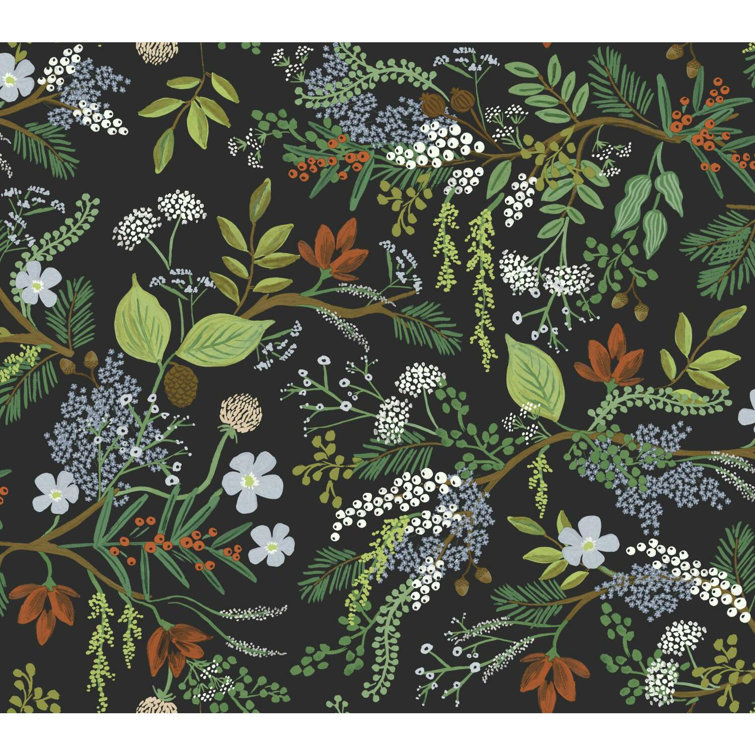 Juniper Forest Black Botanical Peel and Stick Wallpaper