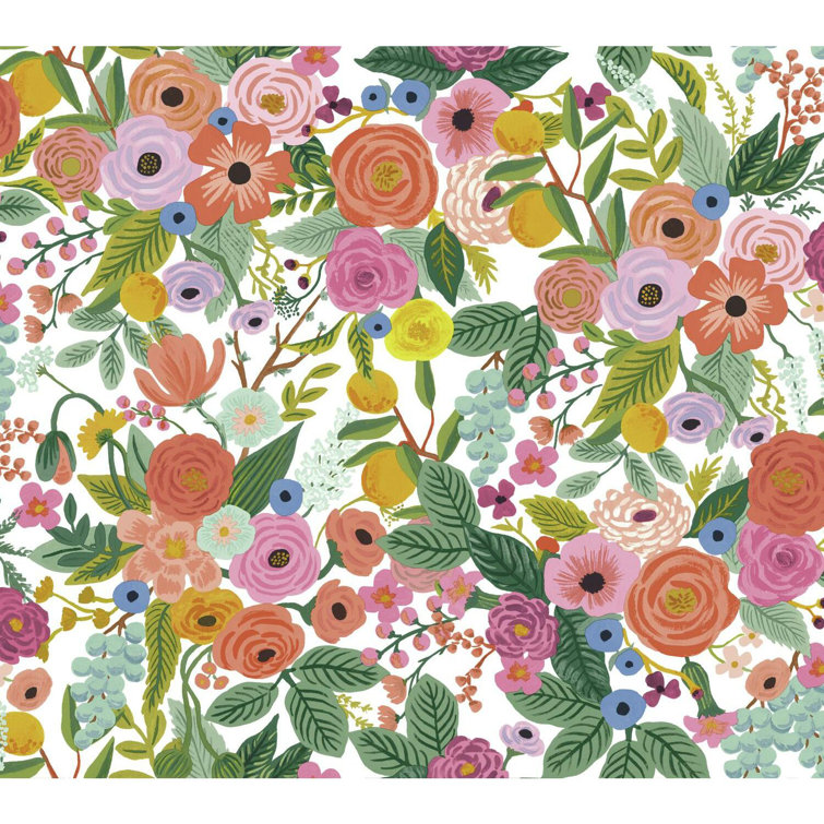 Floral Garden Party Peel and Stick Wallpaper Roll in Multicolor