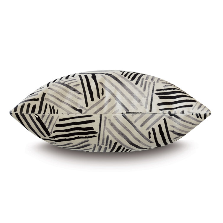 Square Black and White Abstract Polyester Throw Pillow