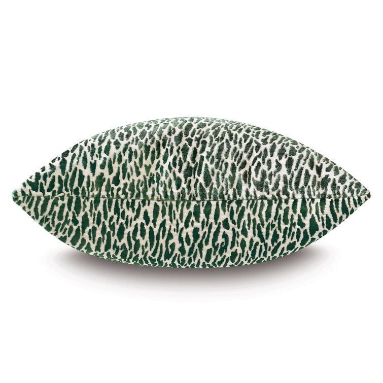Emerald Green Woven Animal Print Square Pillow