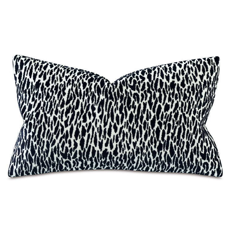 Earl Onyx Black and White Rayon Rectangular Lumbar Pillow