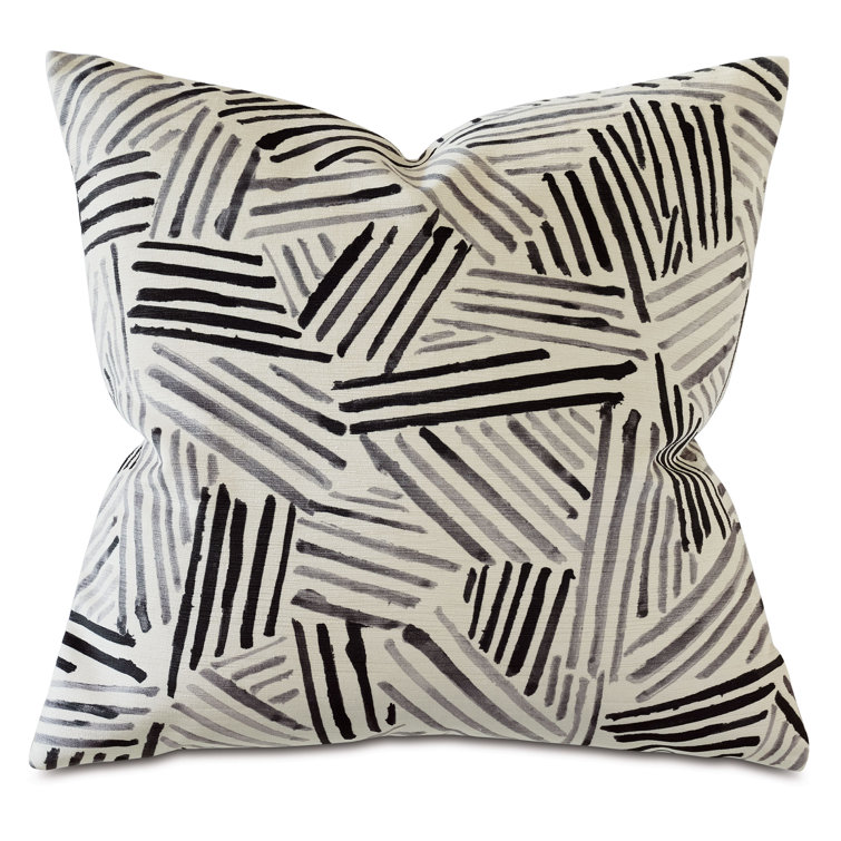 Square Black and White Abstract Polyester Throw Pillow