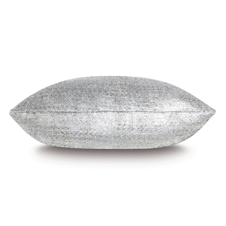 Metallic Silver Fishscale Rectangular Lumbar Pillow