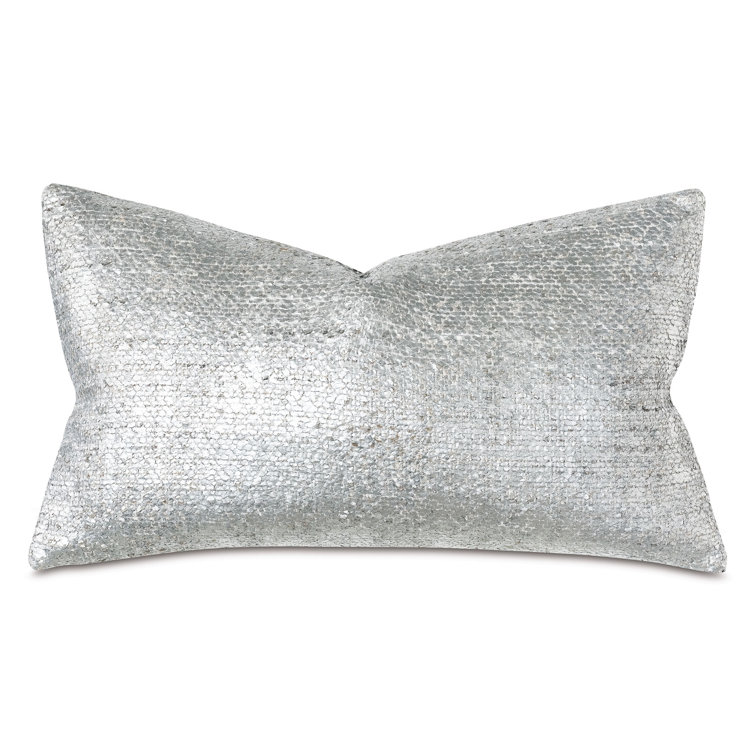 Metallic Silver Fishscale Rectangular Lumbar Pillow