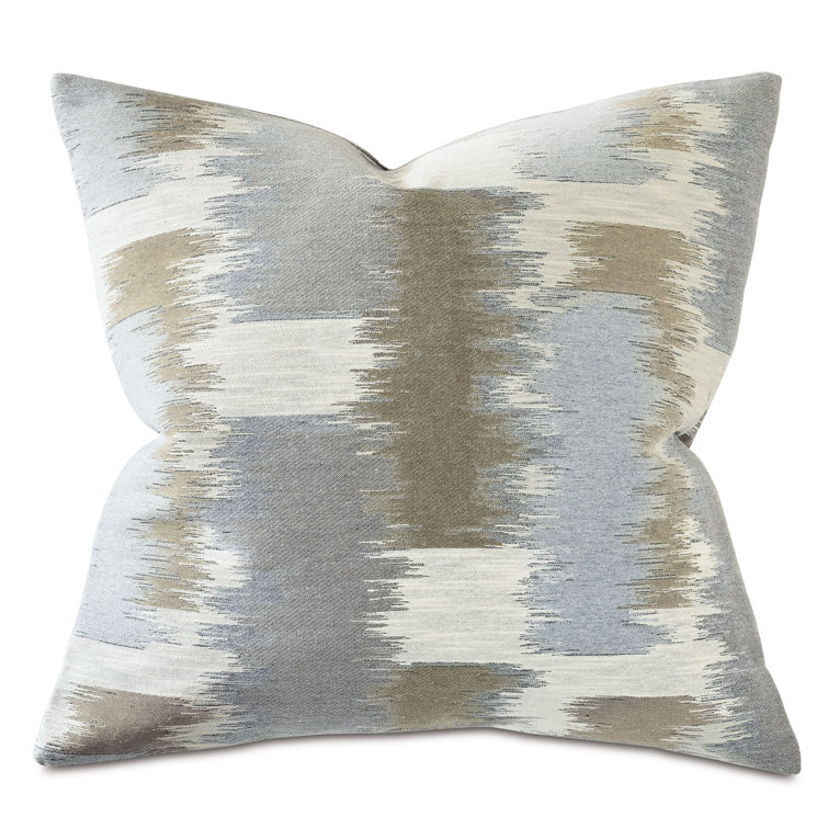 Taupe and Gray Cotton Blend Square Throw Pillow