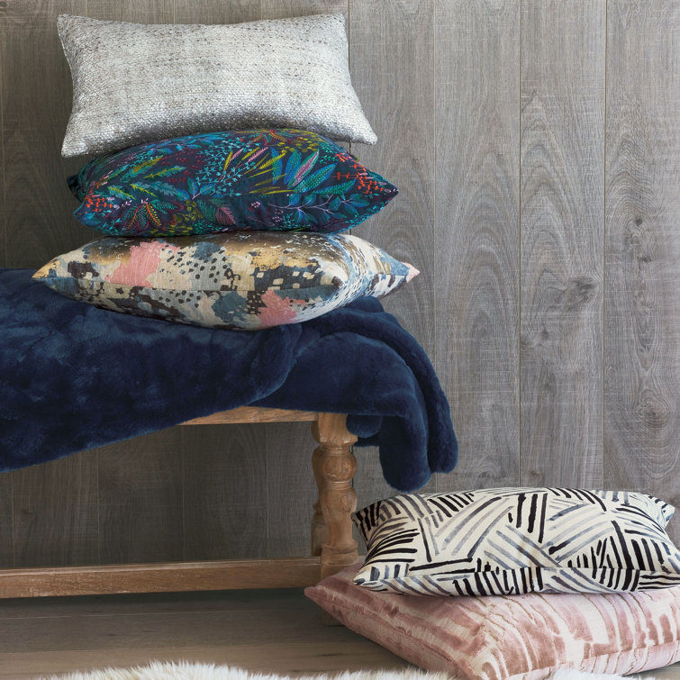 Primrose Abstract Square Embroidered Pillow with Zipper Closure